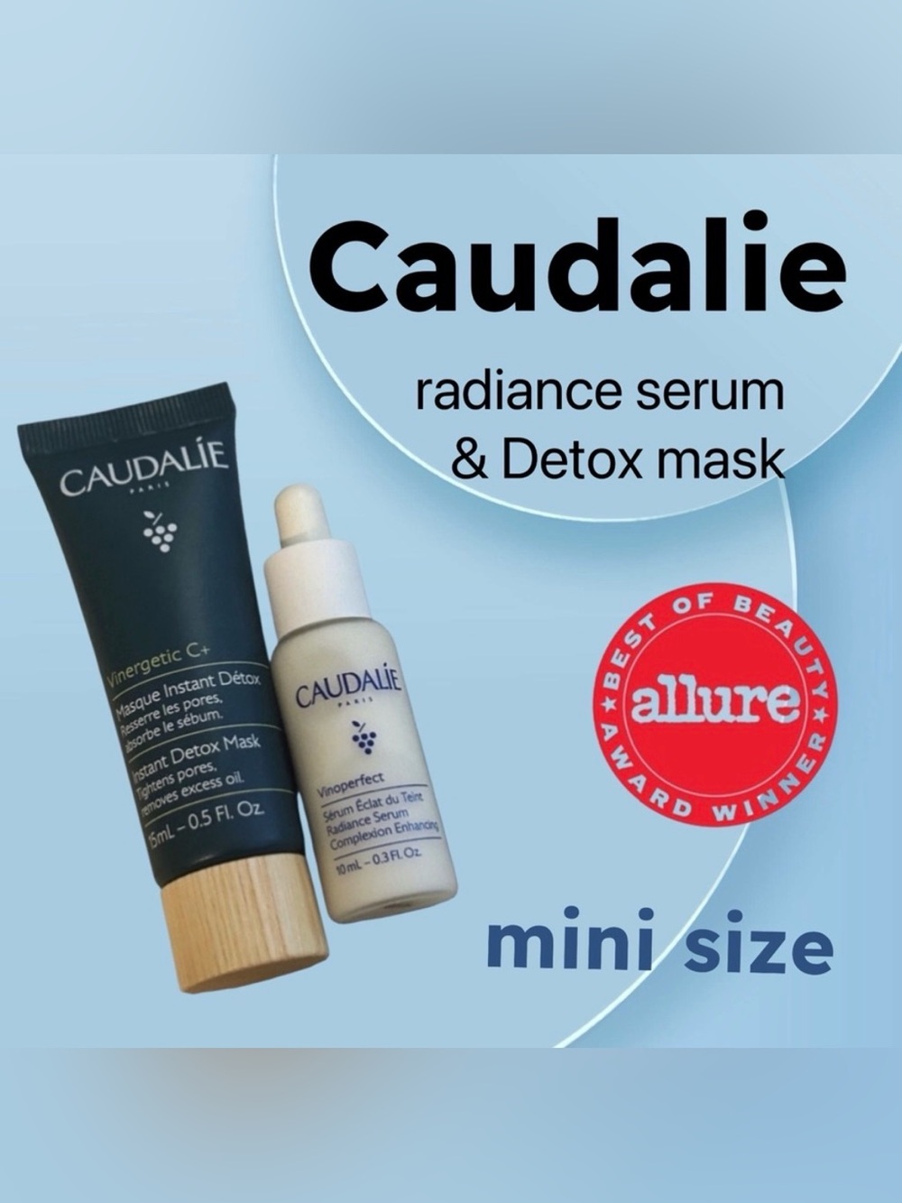 ⬇️🌟🇫🇷🆕NWOB CAUDALIE |MINI| Luxe skincare duo instant detox mask radiance serum*